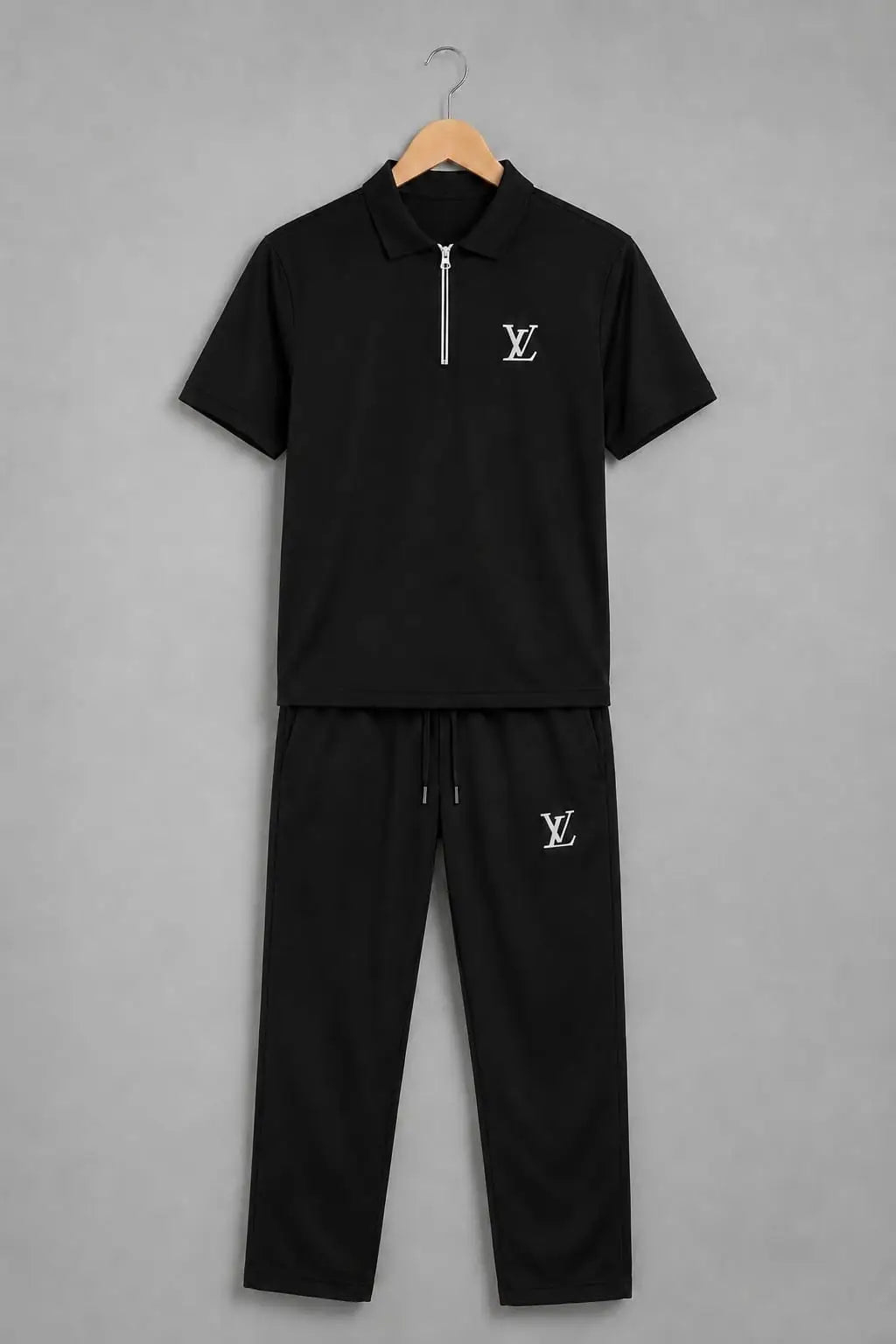 Black Jersey Printed Safari Tracksuit For Men