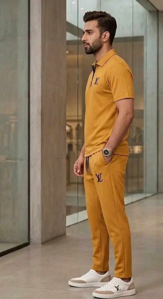 Orange Jersey Printed Tracksuit for Men